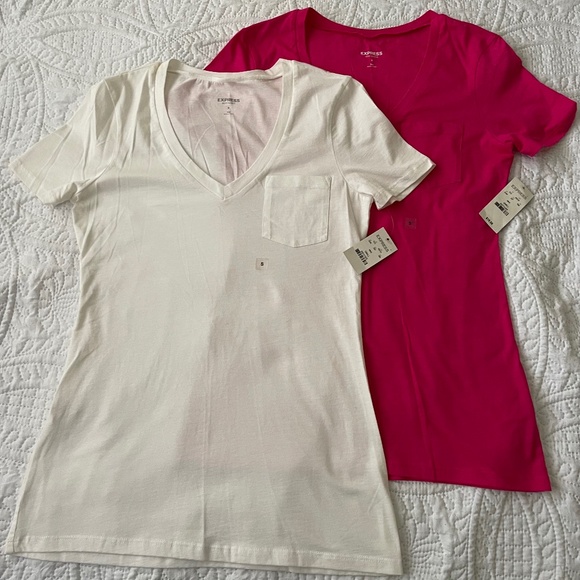 NWT 2 Express sexy basic v-neck tee t-shirts size XS - Picture 1 of 14